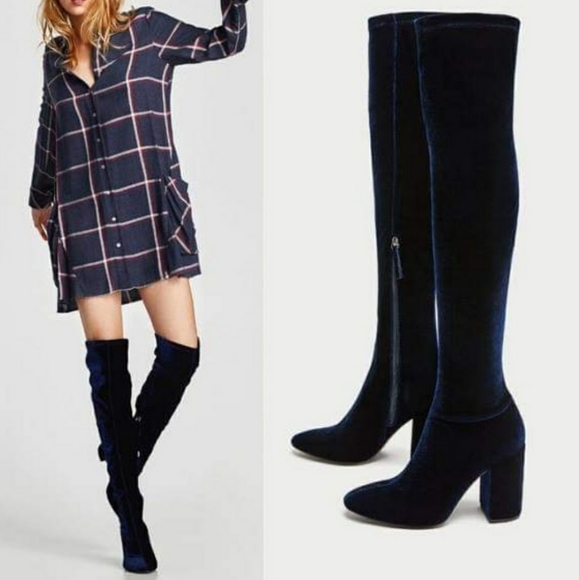 Zara Shoes - •ZARA• Over The Knee Velvet Boots